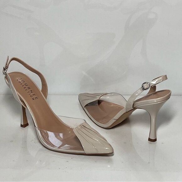 Journee Collection Ivyann Vegan Leather and Lucite Stiletto Pumps - Picture 3 of 9